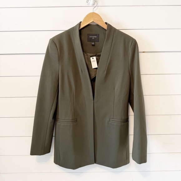 NWTs Banana Republic Women’s Ponte collarless blazer in olive green Size small - Picture 2 of 7